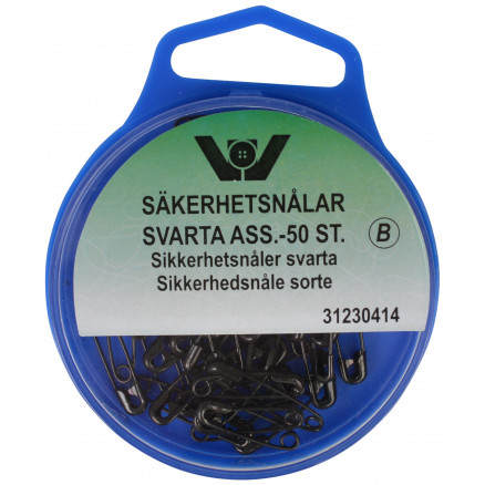 Säkerhetsnålar Svart Ass. storlekar - 50 st.
