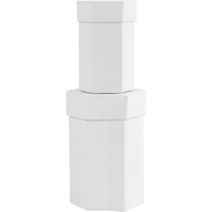 Sexkantiga askar, H: 7+9 cm, stl. 4,5+6 cm, vit, 2 st./ 1 set