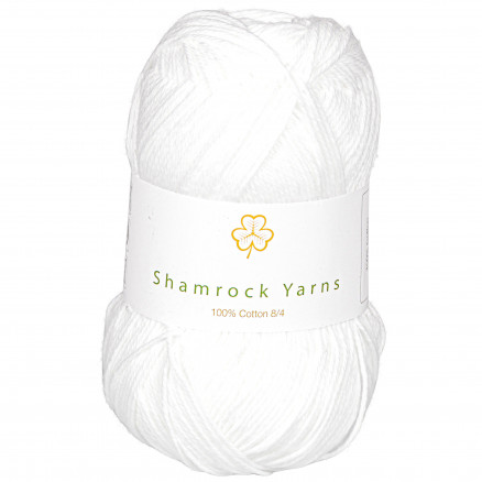Shamrock Yarns 100% Bomull Garn 02 Vit