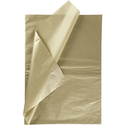 Silkespapper, ark 50x70 cm, 17 g, guld, 6 ark/ 1 förp.