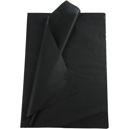 Silkespapper, ark 50x70 cm, 17 g, svart, 25 ark/ 1 förp.
