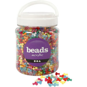 Snurrmix, Dia. 10 mm, Hålstl. 2 mm, ca. 2800 st., mixade färger, 385 g, 700 ml/ 1 burk