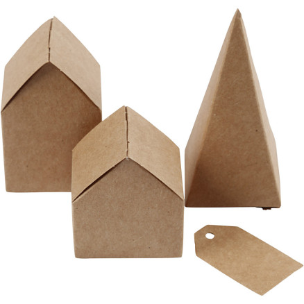 Utstansade hus och träd, H: 5,7-10 Cm cm, 1 set