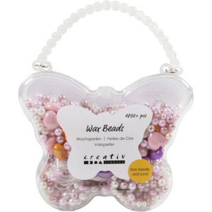 Vaxpärlor, Hålstl. 1,3-2,5 mm, ca. 1800+ st., pastel orange, softrosa, ljuslila, pärlemor, 127 g, 1 förp.