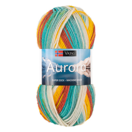 Viking Garn Aurora 632 Multi Gul/ Grön/ Turkos