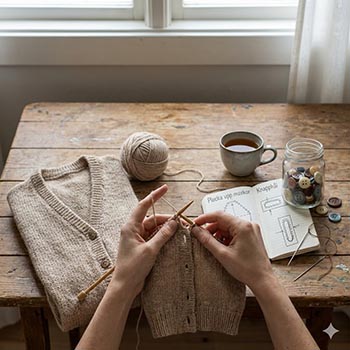 Snygga knappkanter, stickteknik.