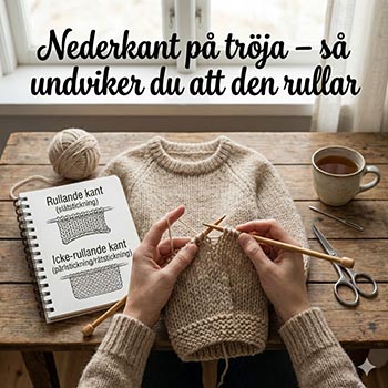 Sticka nedre kanten på tröjan på rätt sätt.