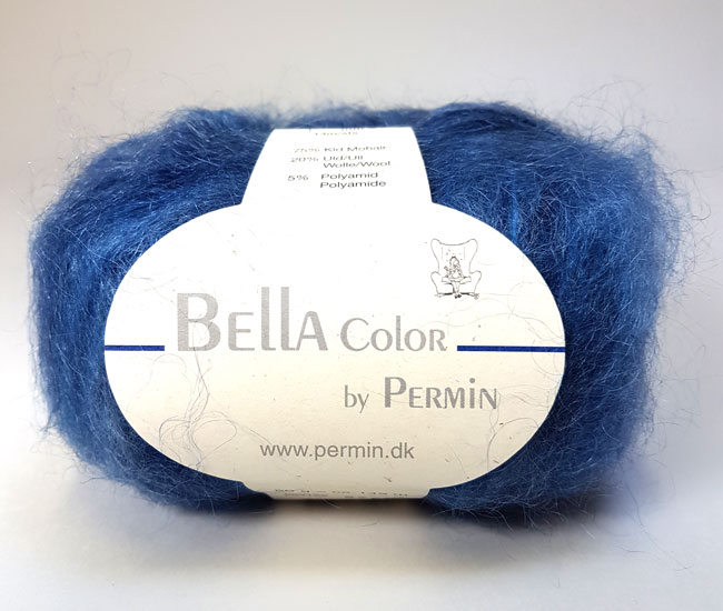 Bella Permin garn - Mohairgarn med ullgarn & polyamid - fv 883156 Color Blå