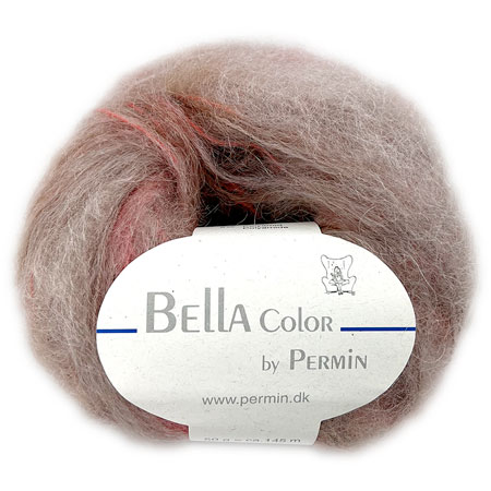 Bella Permin garn - Mohairgarn med ullgarn & polyamid - fv 883163 Beige/Rost