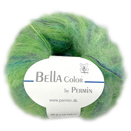 Bella Permin garn - Mohairgarn med ullgarn & polyamid - fv 883167 Grön/Lila/Turkos