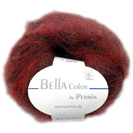 Bella Permin garn - Mohairgarn med ullgarn & polyamid - fv 883180 Rost/Brun