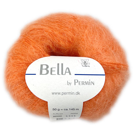 Bella Permin garn - Mohairgarn med ullgarn & polyamid - fv 883266 Ljus Orange