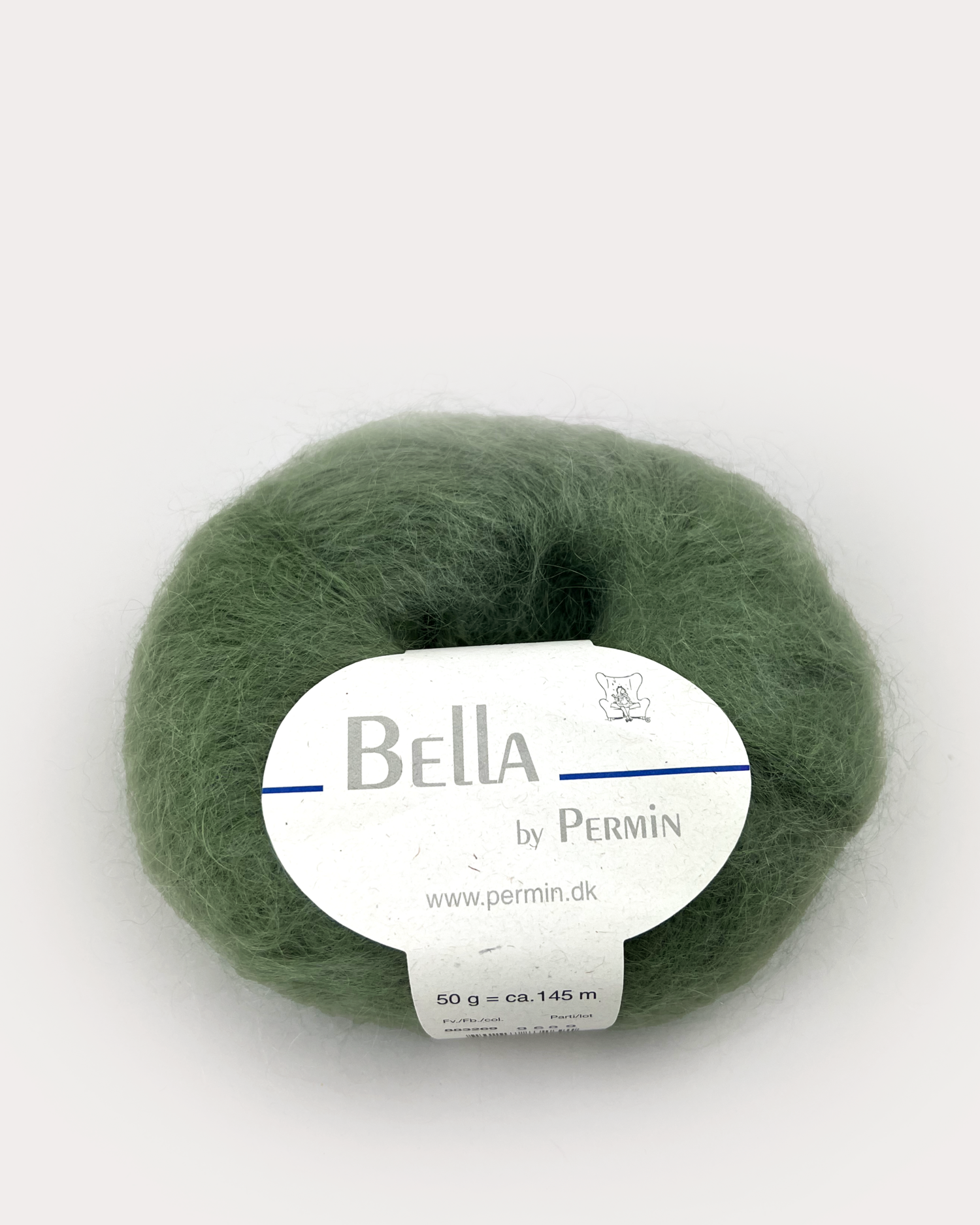Bella Permin garn - Mohairgarn med ullgarn & polyamid - fv 883287 Mosgrön
