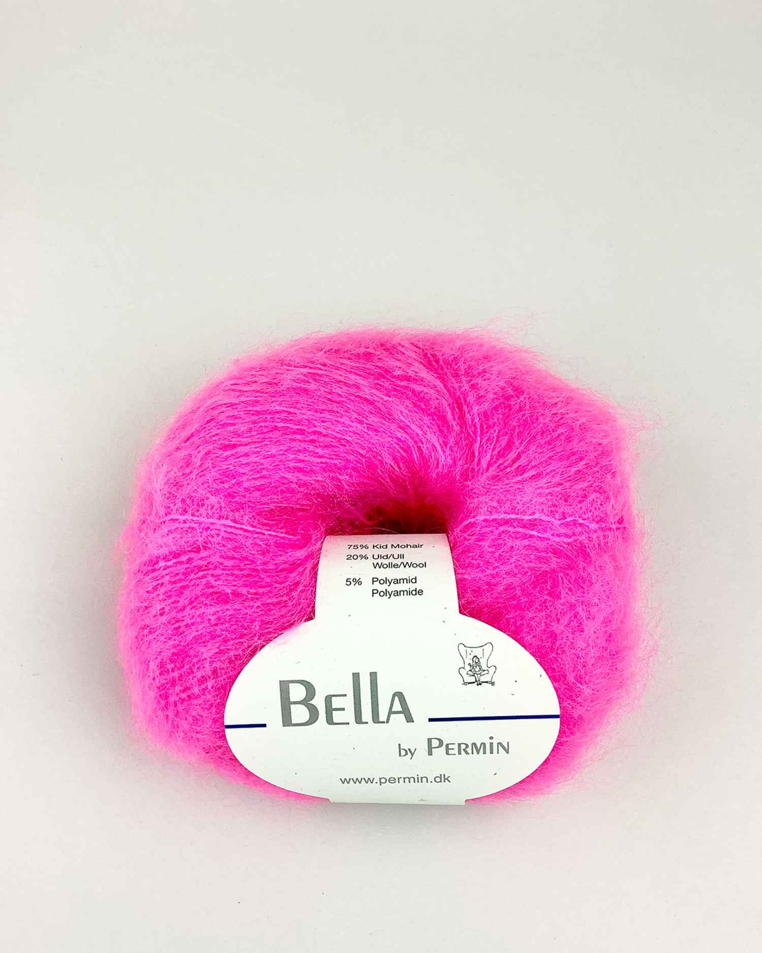 Bella Permin garn - Mohairgarn med ullgarn & polyamid - fv 883292 Neon pink