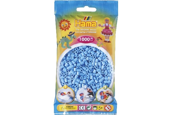 Hama midi, pärlor, 1000 stk - Pastel Blå - 207-46