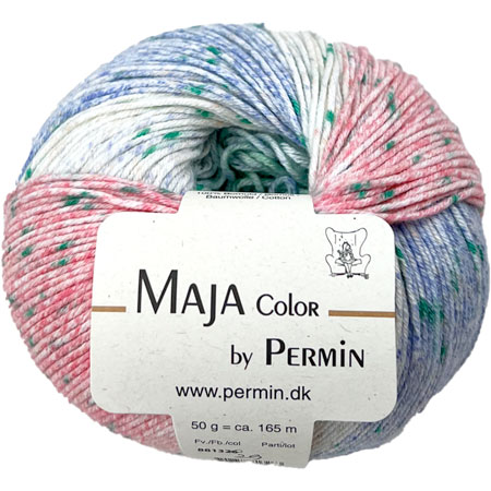 Maja Permin - Flerfärgat bomullsgarn - 881329 Grönt, blått & rosa