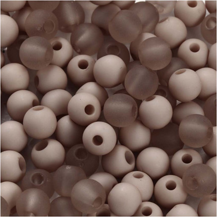 Plastpärlor, Dia. 6 mm, Hålstl. 2 mm, ca. 150 st., ljusgrå, 40 g/ 1 förp.
