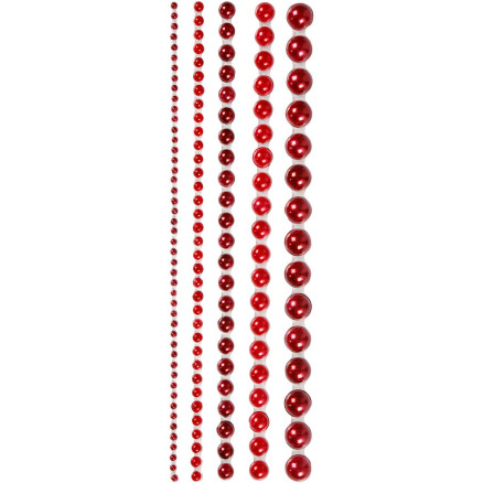 Rhinestones, stl. 2-8 mm, röd, 140 st./ 1 förp.
