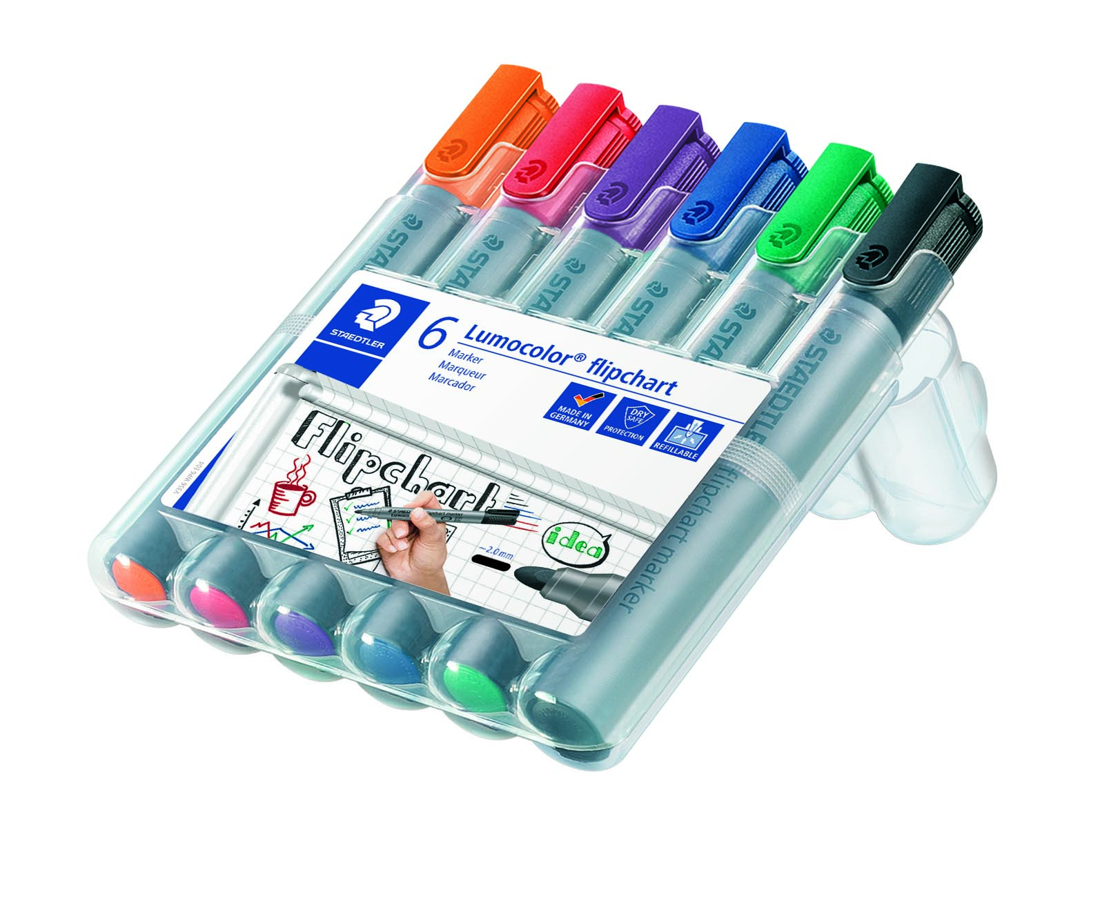 Staedtler marker lumocolor flip chart - 6 STK ass. färger