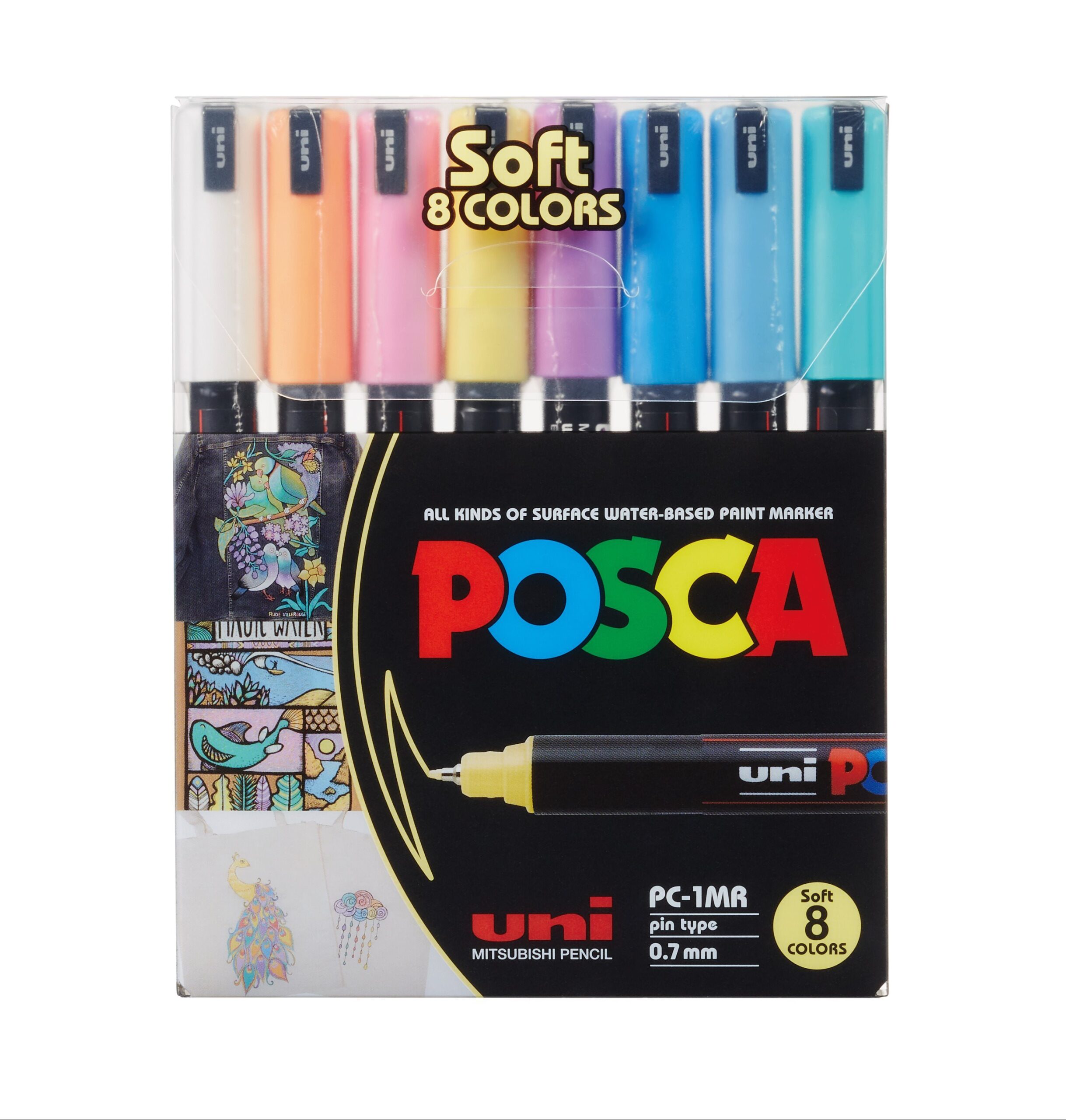 Uni Posca Markers PC-1MR 8 ST Pastell Soft Colors Ass. Färger 0,7 mm - 401610