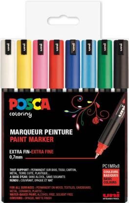 Uni Posca Markers PC1MR 8 ST Paint Marker Extra Fin Ass. Färger 0,7 mm - 401630