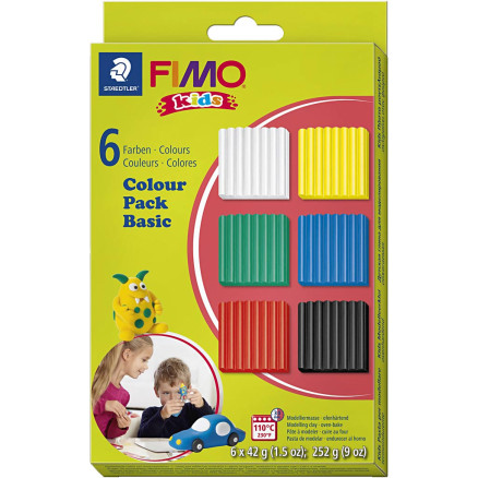 FIMO® Kids lera, standardfärger, 6x42g/ 1 frp.