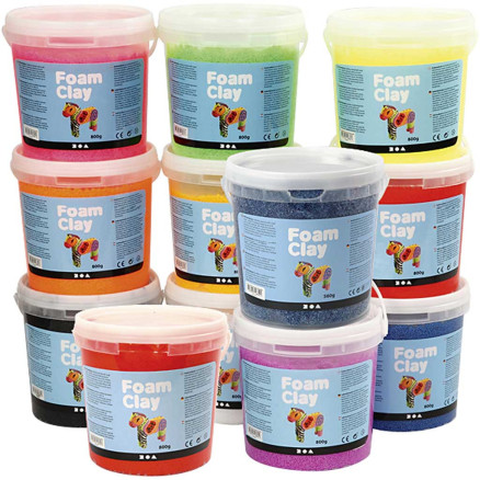 Foam Clay, Innehållet kan variera, Ass. färger, 12x560g/ 1 frp.