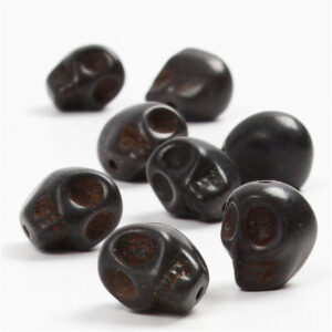 Howlite, diam. 12 mm, hålstorlek 1,5 mm, svart, 32 st / 1 frp.