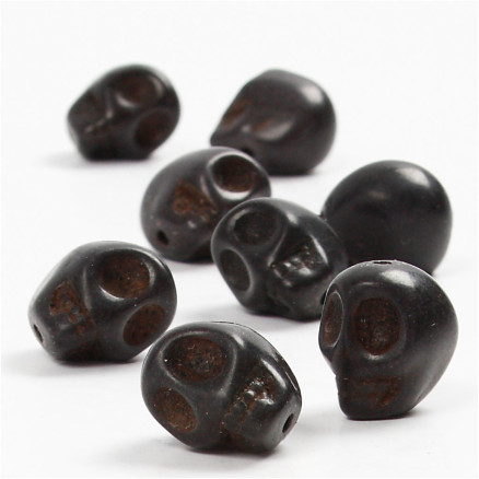Howlite, diam. 12 mm, hålstorlek 1,5 mm, svart, 32 st / 1 frp.
