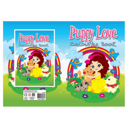 Målarbok A4 Puppy Love 16 sidor