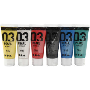 Metallic akrylfärg, metallic, standardfärger, 6x20 ml/ 1 förp.