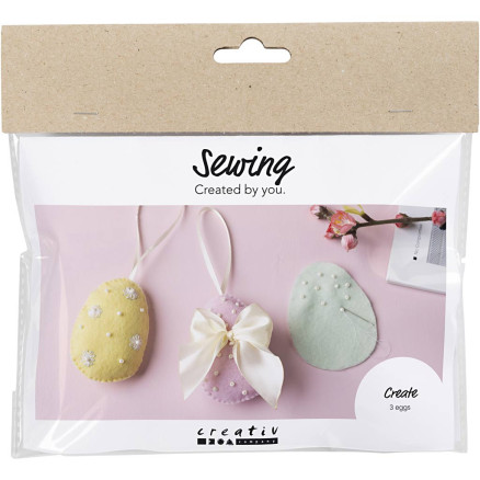 Mini DIY Kit Sömnad, påskägg, pastellfärger, 1 förp.