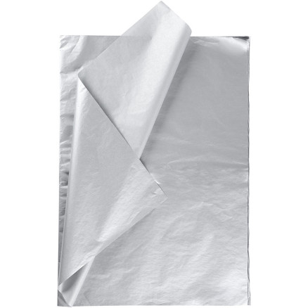 Silkespapper, ark 50x70 cm, 14 g, silver, 25 ark/1 frp.