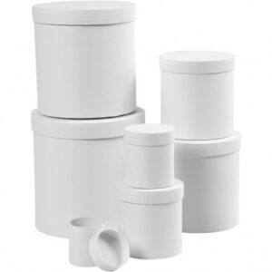 Askar, runda, stl. 7x7,5 + 9x10,2 + 12x12,7 + 14,5x15,2 + 17x17,7 + 19,5x20,2 + 22x22,7 cm, vit, 7 st./ 1 set