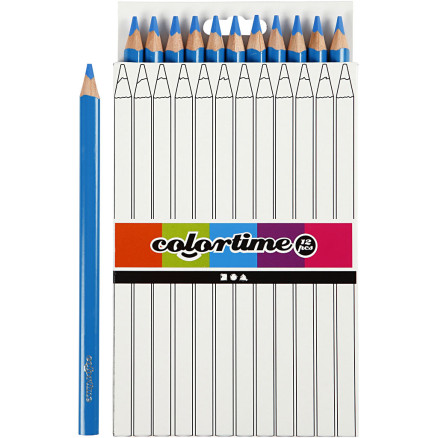 Colortime Färgpennor, L: 17,45 cm, blyerts 5 mm, Jumbo, Blå, 12 st / 1 pk.