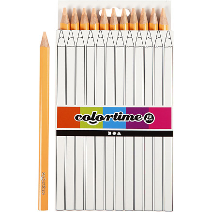 Colortime Färgpennor, L: 17,45 cm, blyerts 5 mm, Jumbo, ljus pulver, 12 st / 1 pk.