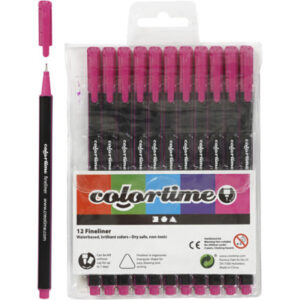 Colortime Fineliner Tusch, linje 0,6-0,7 mm, cykelskylt, 12 st / 1 pk.