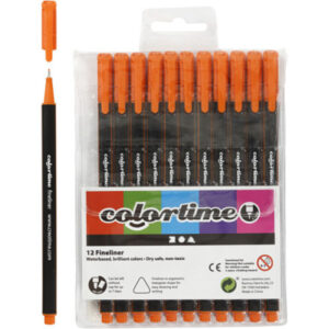 Colortime Fineliner Tusch, linje 0,6-0,7 mm, orange, 12 st / 1 pk.
