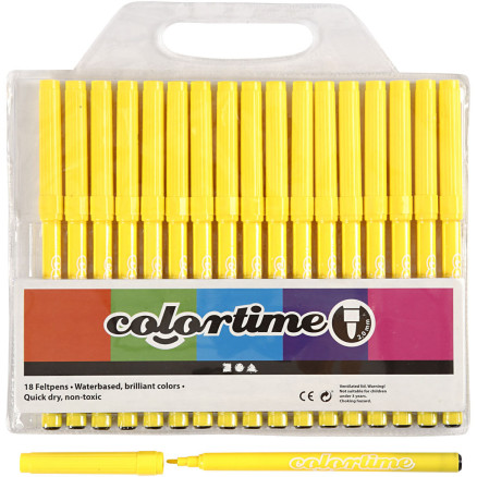 Colortime Tusch, linje 2 mm, citrongul, 18 st / 1 pk.