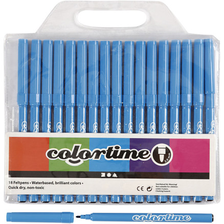 Colortime Tusch, linje 2 mm, ljusblå, 18 st / 1 pk.