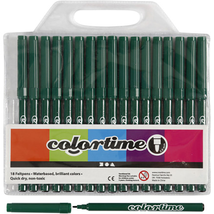 Colortime Tusch, linje 2 mm, mörk grön, 18 st / 1 pk.