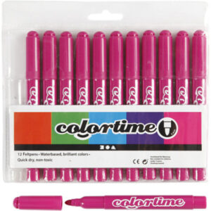 Colortime Tusch, linje 5 mm, Rosa, 12 st / 1 pk.