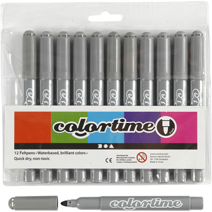 Colortime Tusch, linje 5 mm, grå, 12 st / 1 pk.