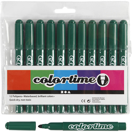 Colortime Tusch, linje 5 mm, mörk grön, 12 st / 1 pk.