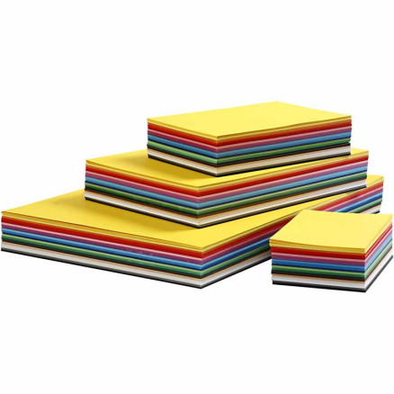 Creativ Kartong, A2,A3,A4,A5,A6, 180 g, Ass. färger, 1800 ass. ark/ 1 pk.