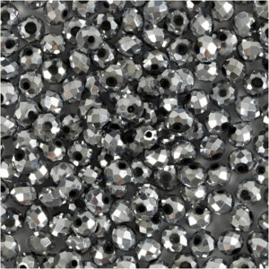 Facettpärlor, stl. 3x4 mm, Hålstl. 0,8 mm, metallicgrå, 100 st./ 1 förp.