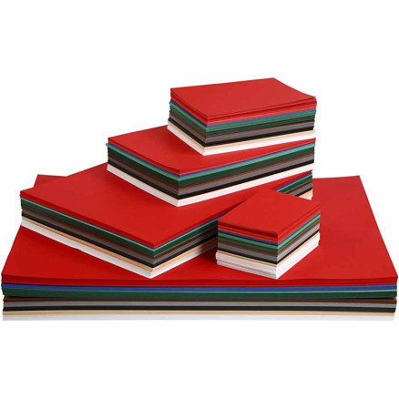 Julkartong, A2,A3,A4,A5,A6, 180 g, Ass. färger, 1800 assorterade ark/ 1 pk.