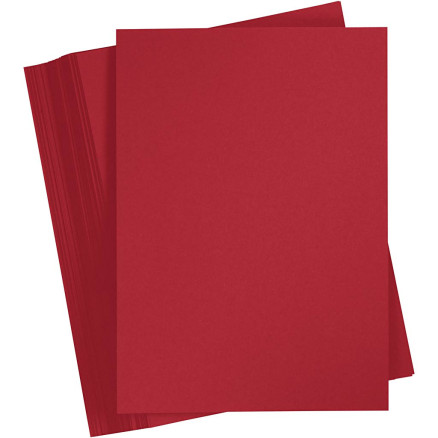 Kartong, A4, ark 210x297 mm, 180 g, julröd, 100 ark/1 frp.