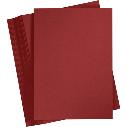 Kartong, A4, ark 210x297 mm, 180 g, mörkröd, 100 ark/1 frp.