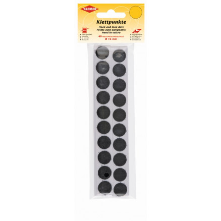 Kleiber Självhäftande Kardborreband Svart Ø16mm - 40 st.